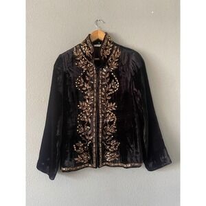 Soft Surroundings Velvet Embroidered Jacket